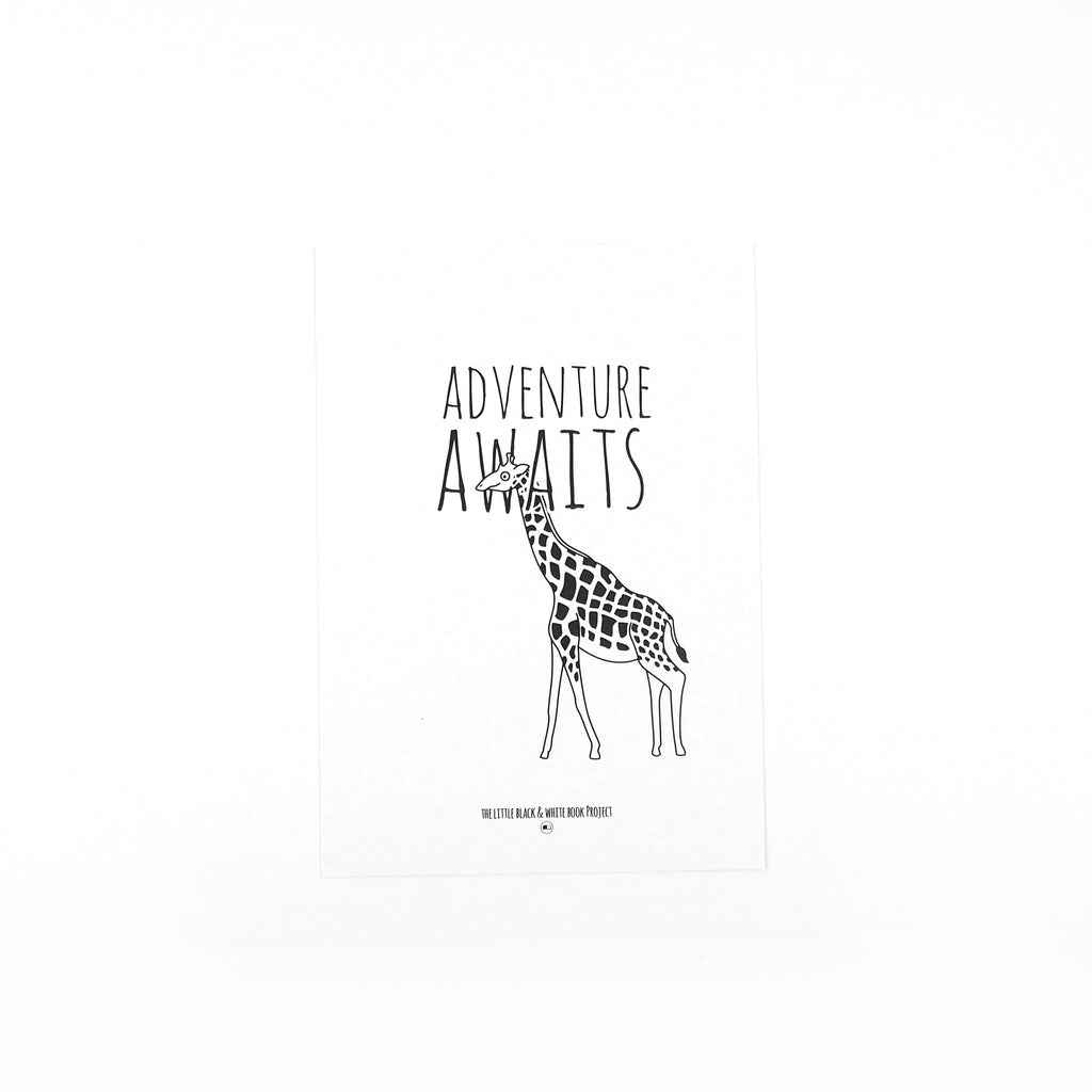 Adventure awaits giraffe illustration A5 print