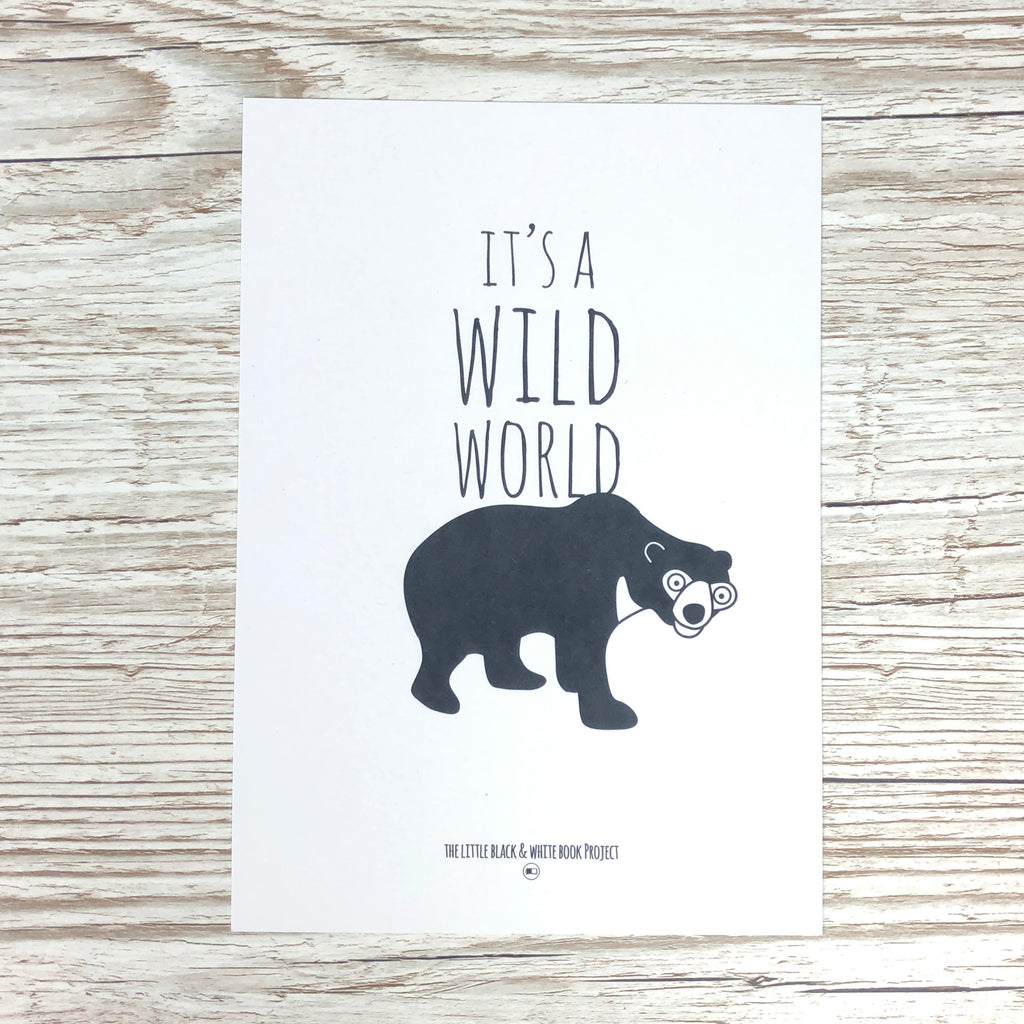 Its a wild world sun bear illustration A5 print
