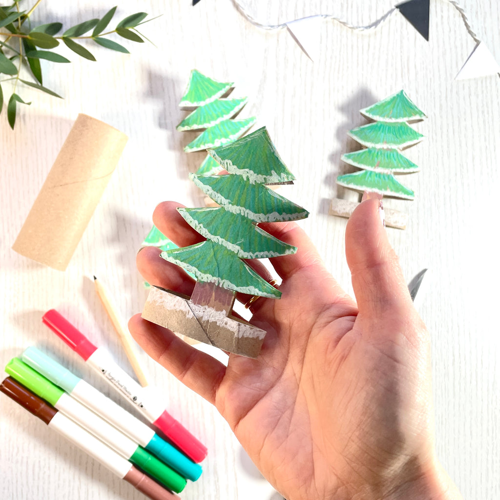 How to make a magical winter pine tree forest out of scrap toilet roll tubes