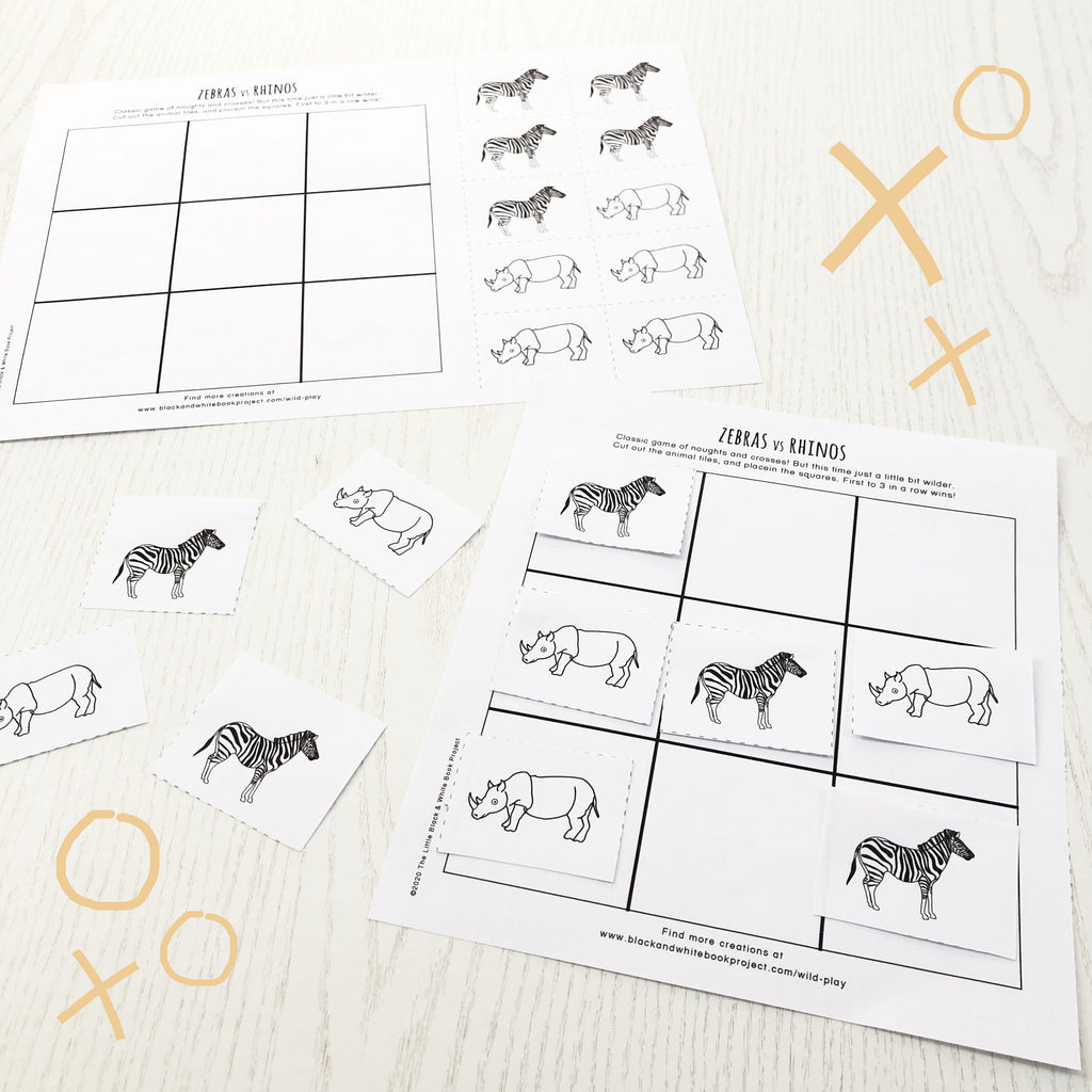 Zebras vs rhinos noughts and crosses game