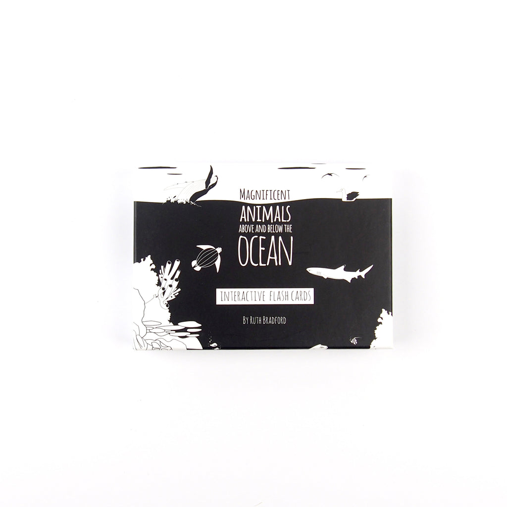 Black and white flash cards Ocean animals
