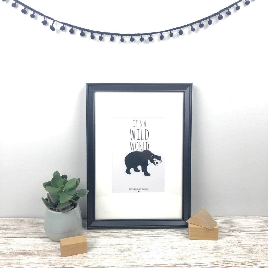 Its a wild world sun bear illustration A5 print frame